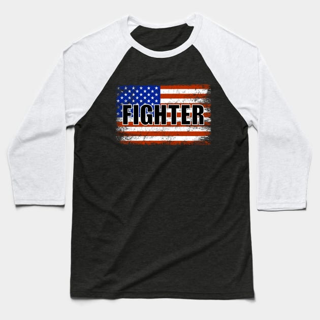 Fighter Baseball T-Shirt by colorsplash